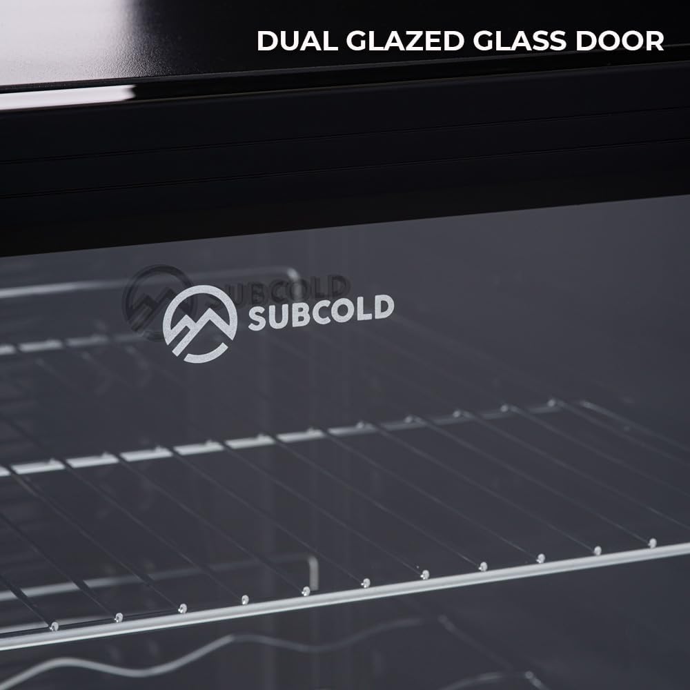 Subcold Super50 LED – Mini Fridge Black | 50L Beer, Wine & Drinks Fridge | LED Light + Lock & Key | Energy Efficient (Black) [Energy Class E]