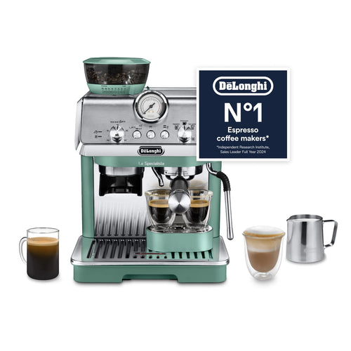 De'Longhi La Specialista Arte EC9155.GR, Barista Pump Espresso Machine, Bean to Cup Coffee and Cappuccino Maker, 8 Grinding Settings, MyLatte Art Frothing Wand, 1550W, Green