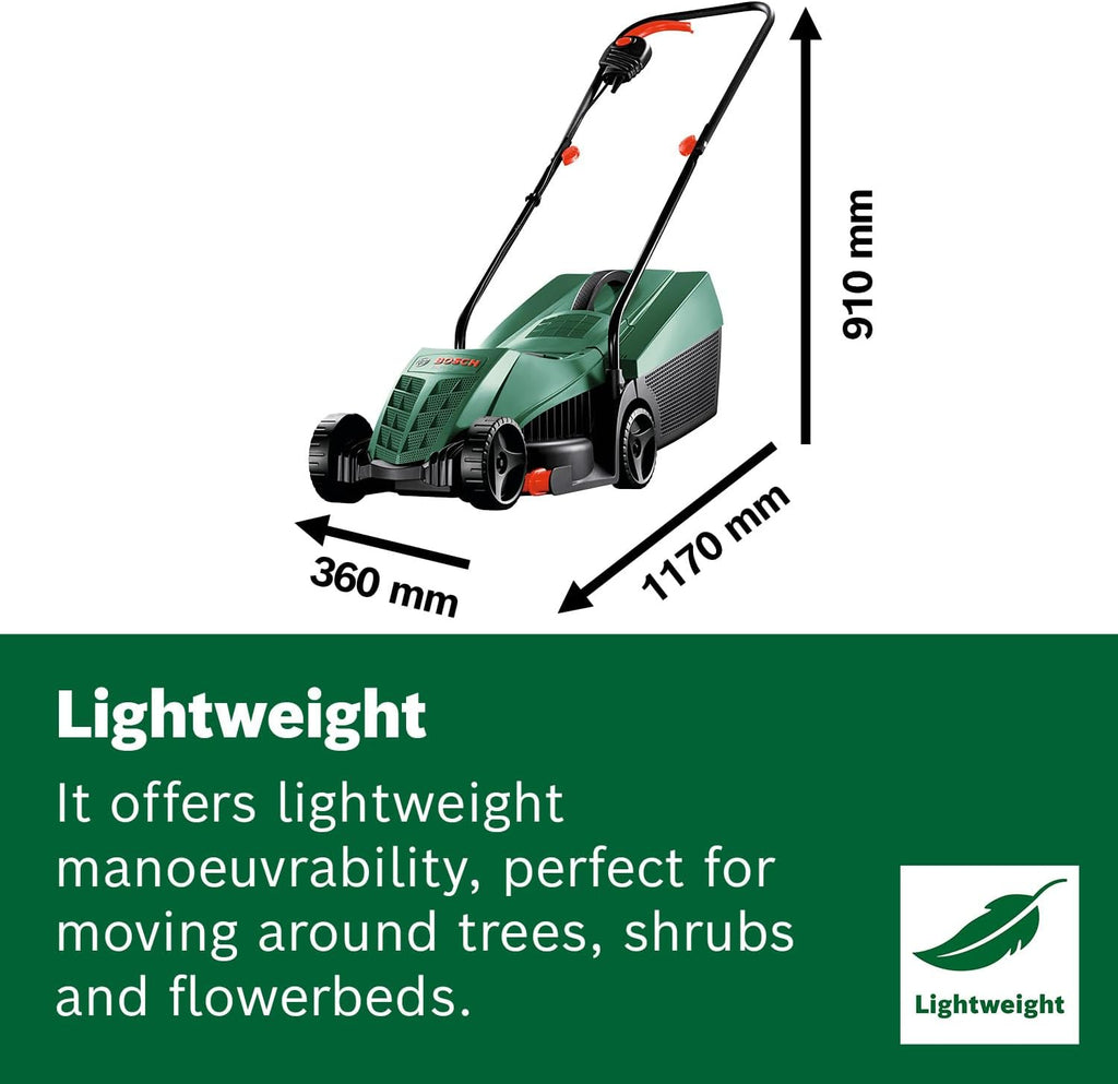 Bosch Corded Lawnmower EasyRotak 32-220 (1200 W Motor Power, Cutting Width: 32 cm, 31-Litre Grass Box, Extra 32cm Sharp Blade, Suitable for Quick and Easy Mowing with Tidy Edges) - Amazon Exclusive