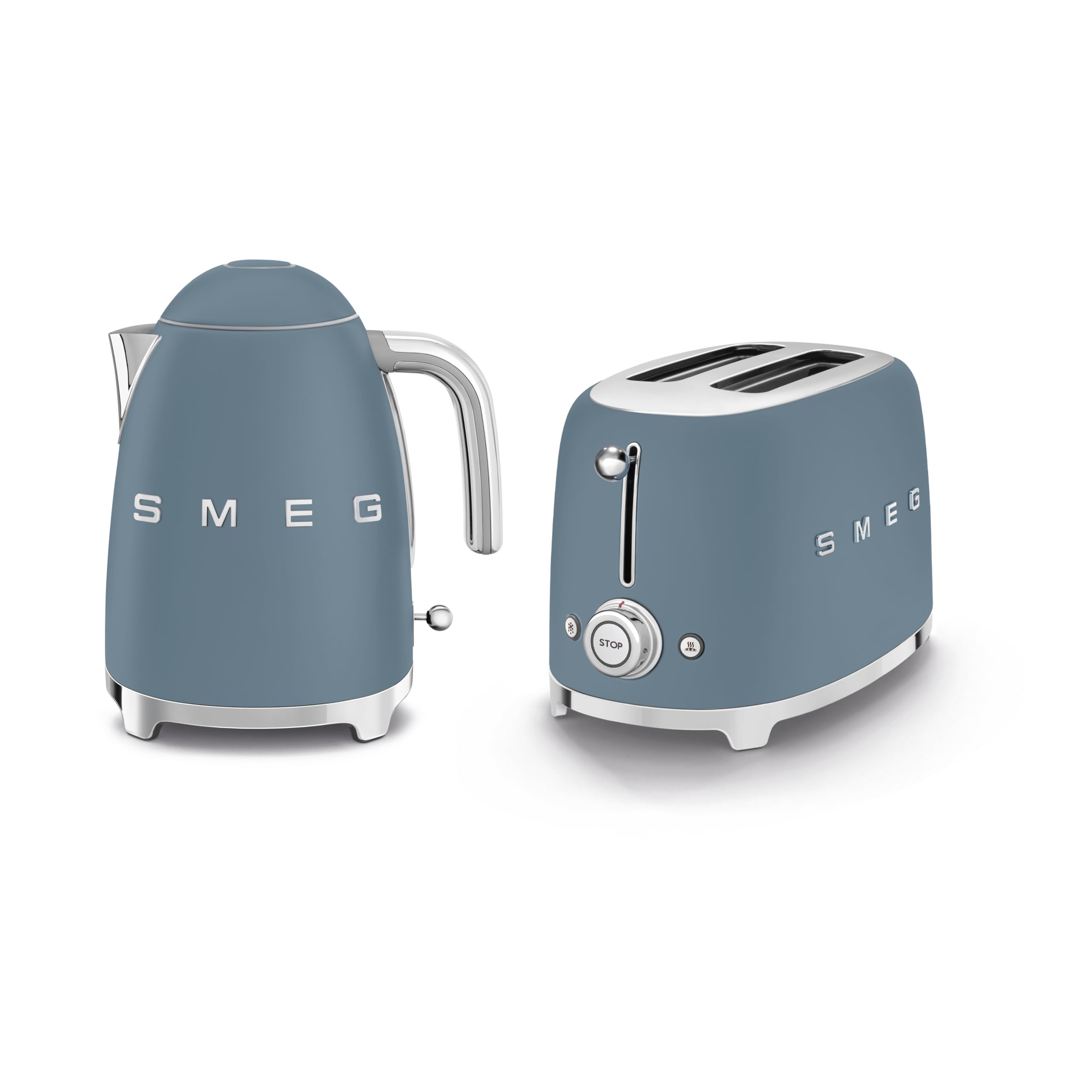 Smeg EEJB290 Breakfast Set,1.7L, 300W Storm Blue Kettle and 2 Slice Storm Blue Toaster, KLF03SBMUK/TSF01SBMUK