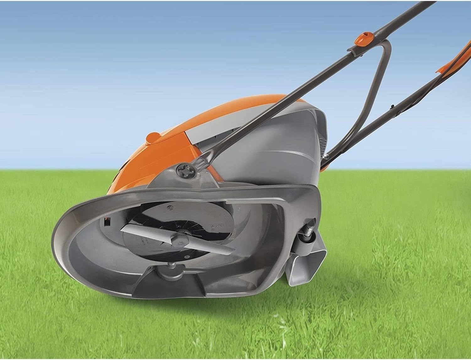 Flymo Hover Vac 250 Electric Lawn Mower 1400W – 25cm Hover Mower, 15L Grass Box, Lightweight, Orange/Grey