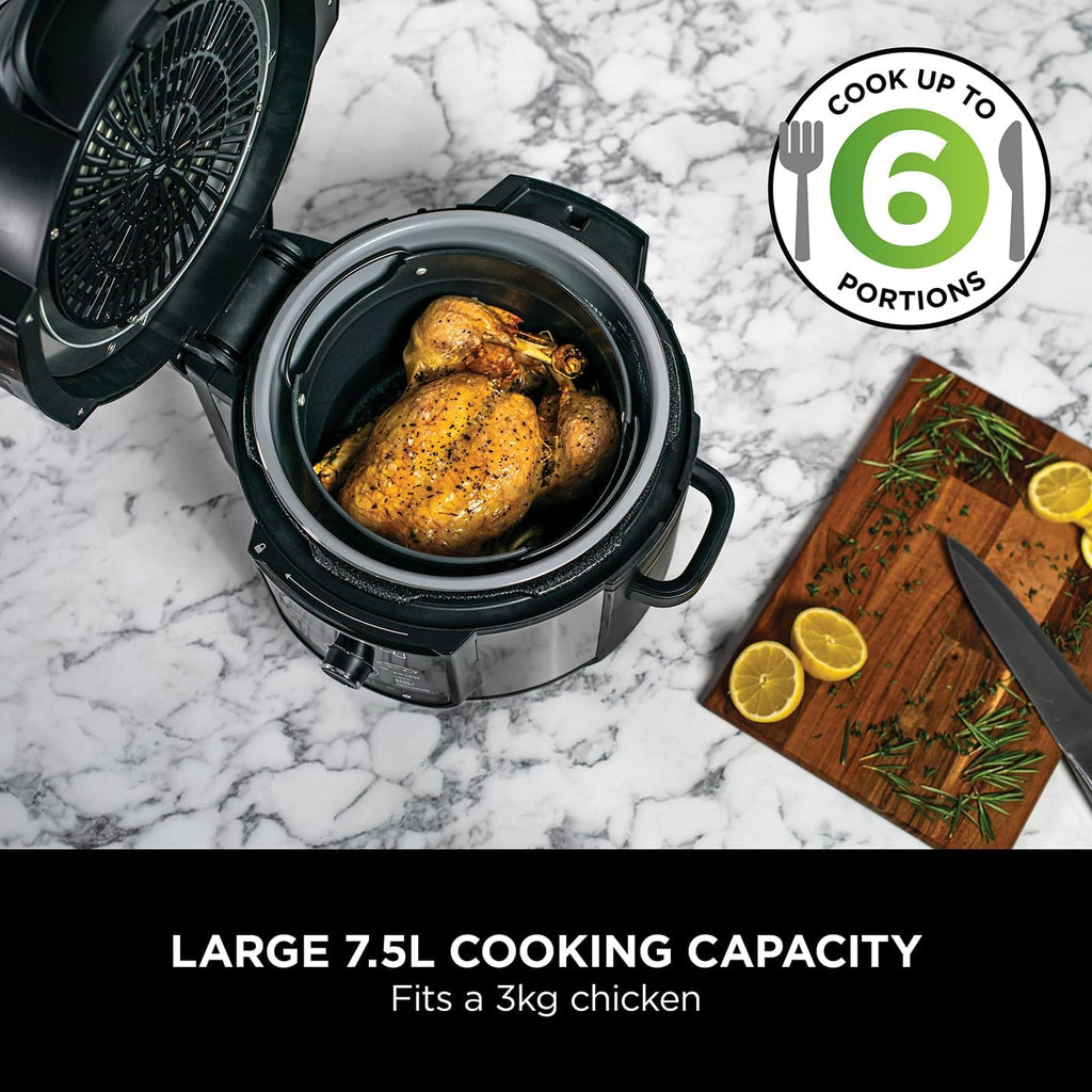Ninja Foodi MAX Multi Cooker OP500UK 7.5L – 9-in-1 Pressure Cooker, Air Fryer, Grill & Slow Cooker, Black & Steel