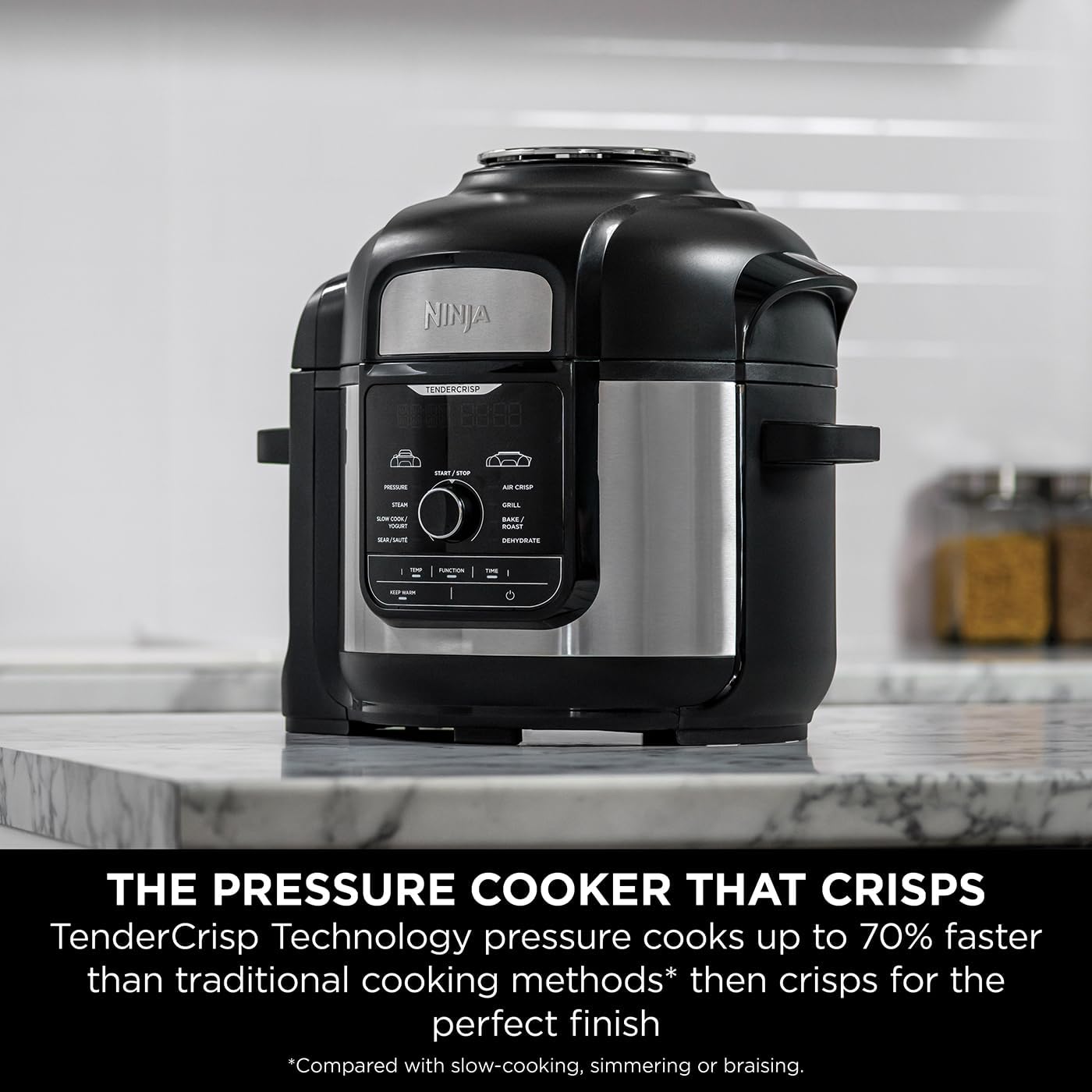 Ninja Foodi MAX Multi Cooker OP500UK 7.5L – 9-in-1 Pressure Cooker, Air Fryer, Grill & Slow Cooker, Black & Steel