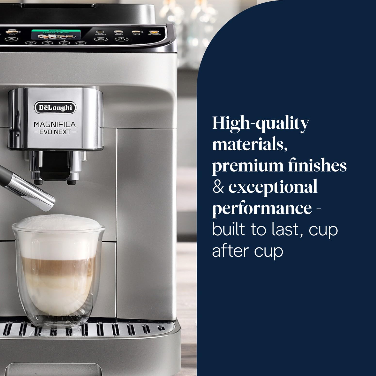 De’Longhi Magnifica Evo Next - Perfetto Automatic Coffee Machine with LatteCrema Automatic Milk Frothing, 13 One-Touch Drinks, Colour Touch Display, Silver Black (ECAM310.80.SB)