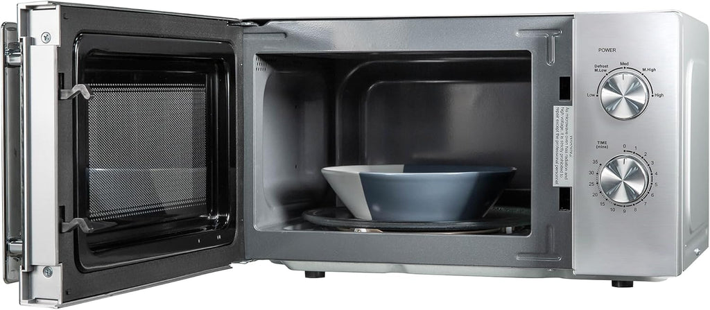 Russell Hobbs Stainless Steel Microwave 20 Litre 800W Solo Manual with 5 Power Levels, Defrost Function & Easy Clean, 35 Minute Timer, RHMM827SS