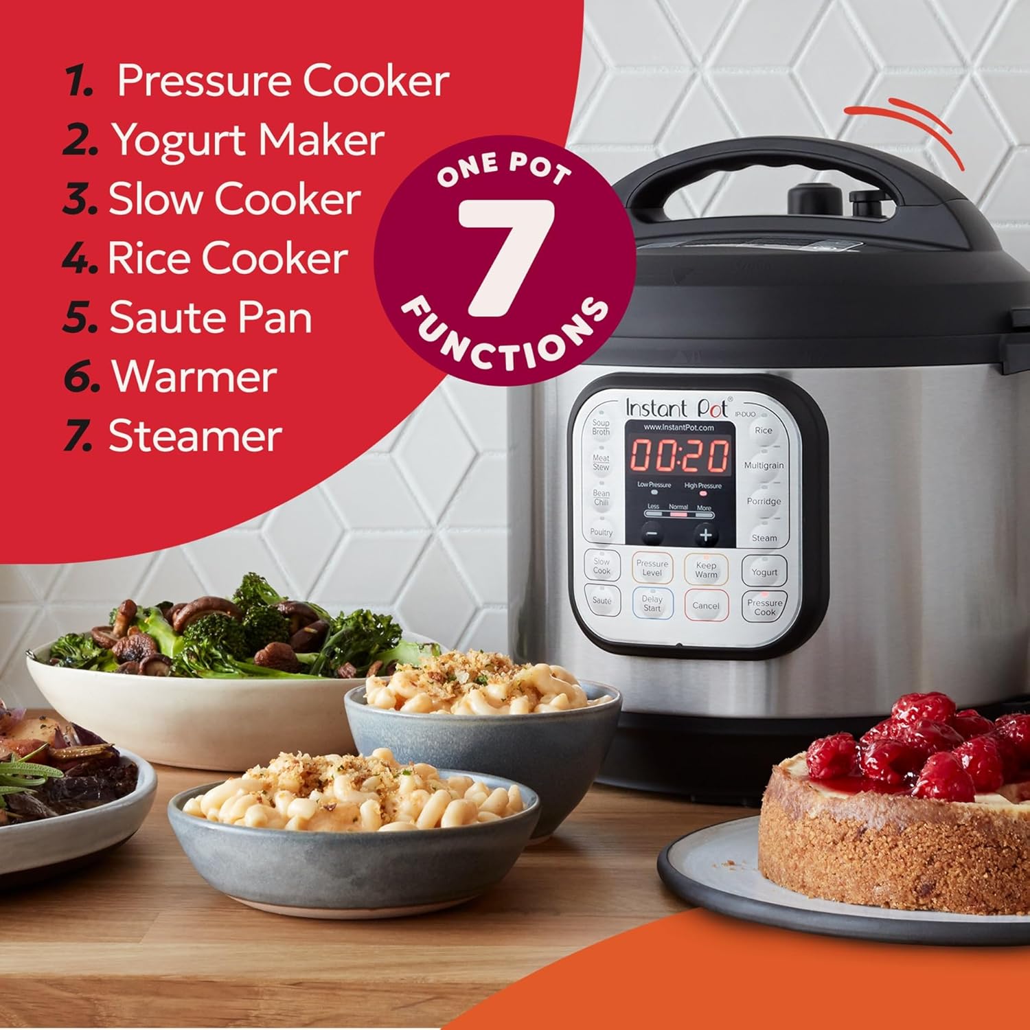 Instant Pot Duo 7-in-1 Multi Cooker 5.7L – Pressure Cooker, Slow Cooker, Rice Cooker, Stainless Steel