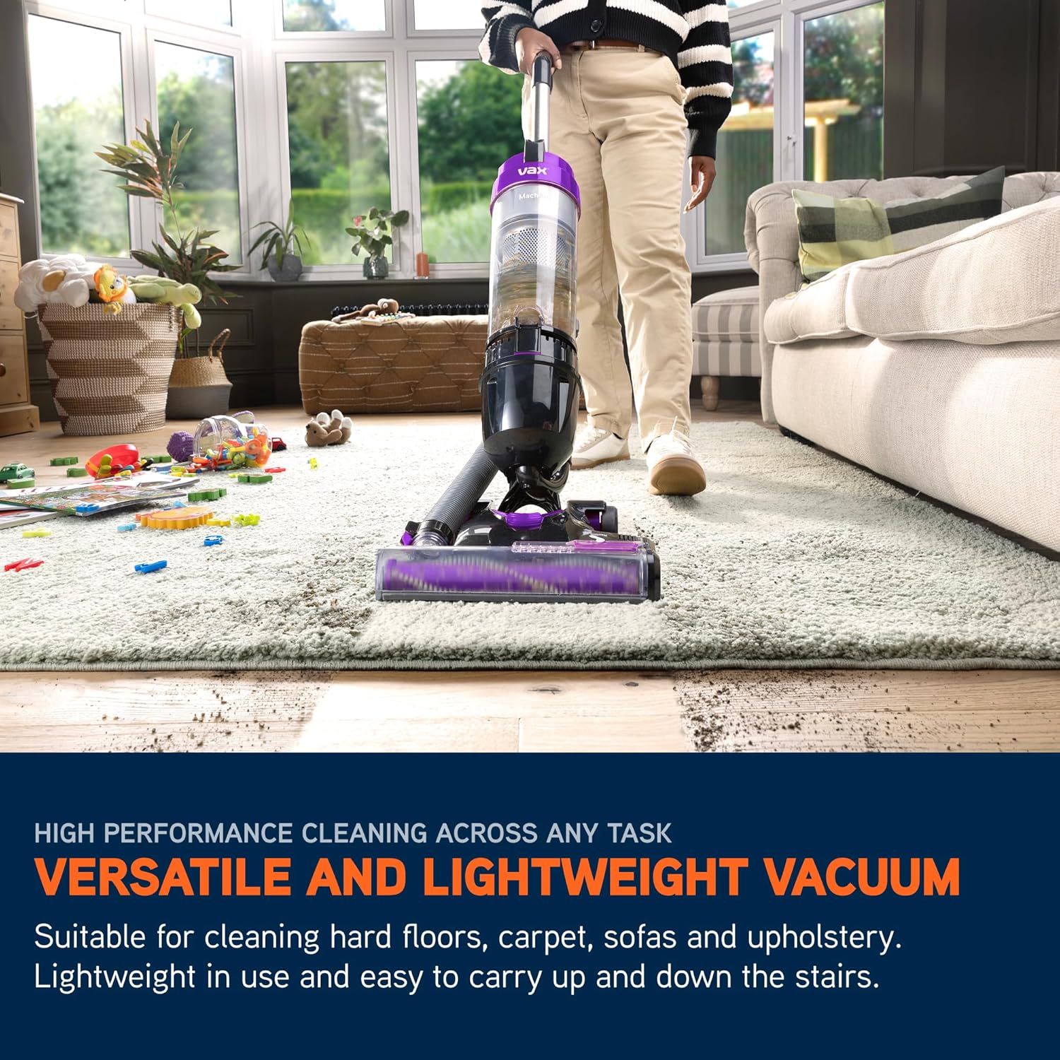 Vax Mach Air Corded Upright Bagless Vacuum Cleaner, Lightweight, Handheld Tool Attachments for Hair, Car, Upholstery, Bed, Mattress, Home cleaning, 820W, 4.9kg, Purple, UCA1GEV1 [Energy Class A]