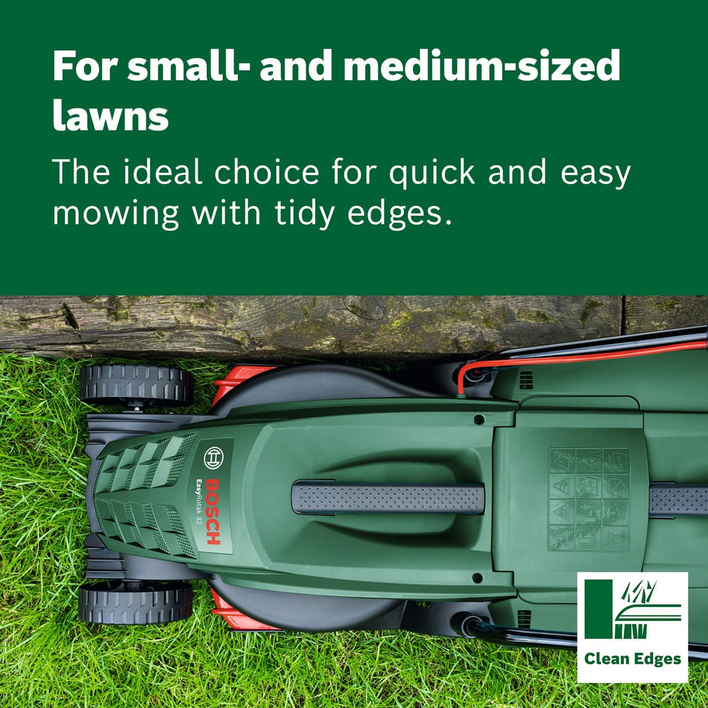 Bosch Corded Lawnmower EasyRotak 32-220 (1200 W Motor Power, Cutting Width: 32 cm, 31-Litre Grass Box, Extra 32cm Sharp Blade, Suitable for Quick and Easy Mowing with Tidy Edges) - Amazon Exclusive