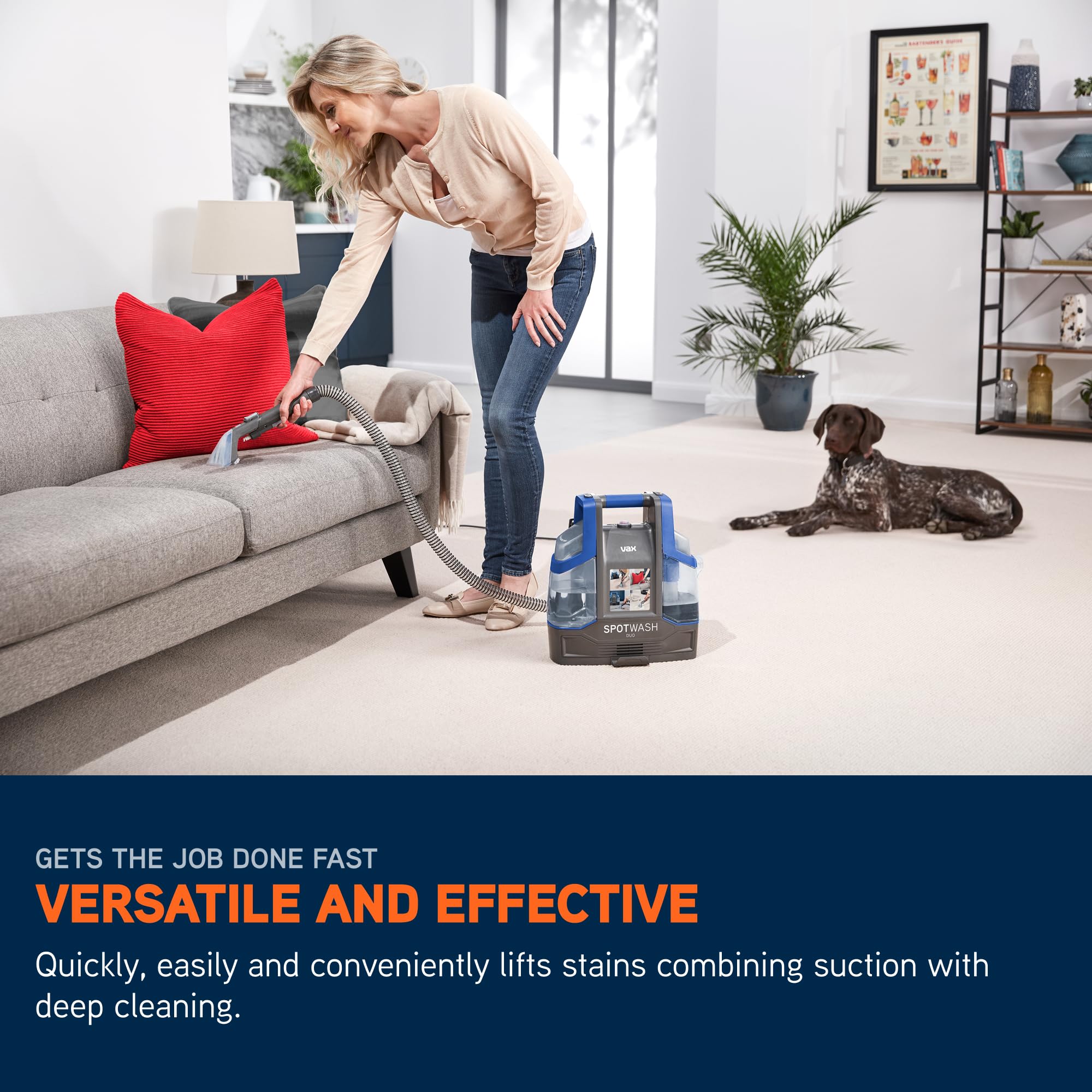 VAX SpotWash Duo Spot Cleaner, For Stains, Spills & Pet Messes, Suitable for Car, Sofa, Upholstery, Compact, Handheld Cleaning Machine Includes Pet Tool & Vax 250ml Solution, CDCW-CSXA.