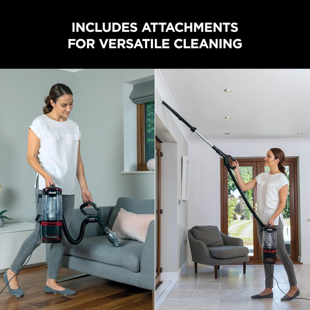 Shark Corded Upright Vacuum Cleaner 1.1L with Lift-Away Technology, Pet Model, LED Headlights, Anti-Allergen, 8m Cord, 750W, Pet, Crevice & Multi-Surface Tools, Red/Black, NV602UKT