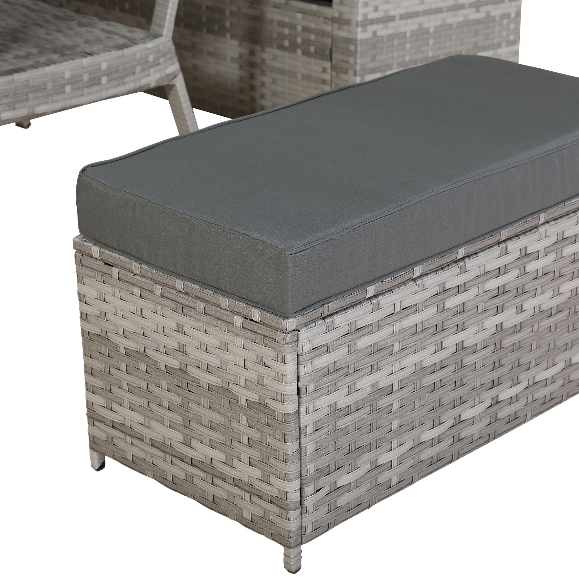 Spring Garden Bristol 9-Seater Rattan Garden Furniture Set with Parasol Hole & Cover,Flexible L-Shape Corner Sofa, 90cm Dining Table& 2 Benches - Free Rain Cover - Grey/Grey - All-Weather