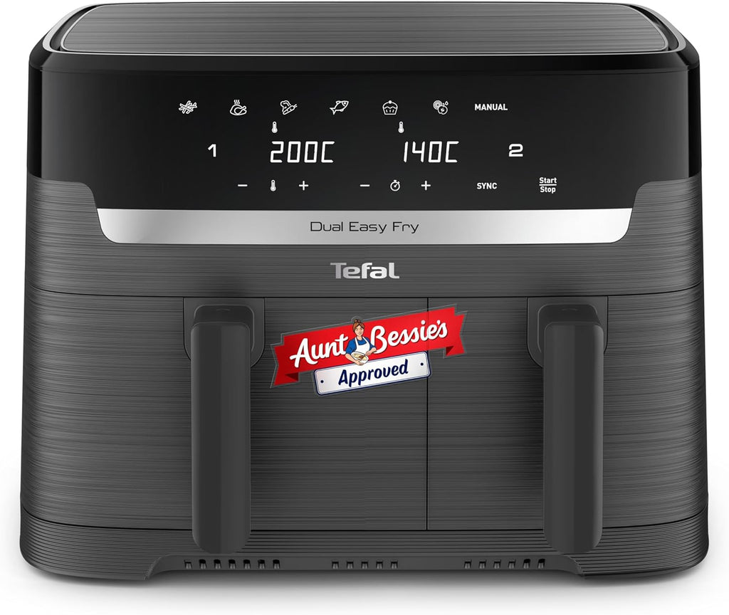 Tefal Easy Fry Dual Zone Air Fryer EY901HG0 8.3L – 2 Drawers, 8-in-1, Extra Crisp, Coal Grey
