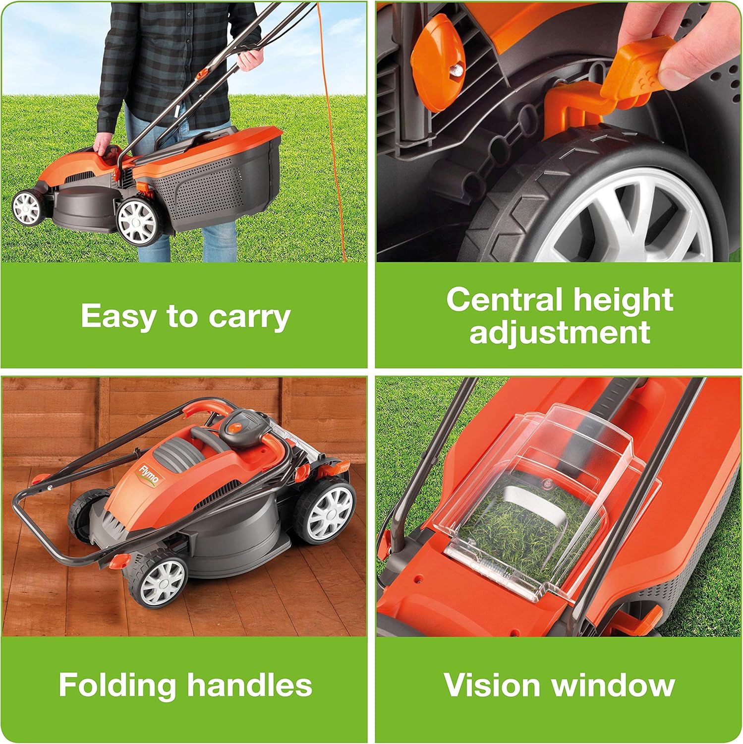 Flymo Speedi-Mo 360VC Electric Rotary Lawn Mower, 1500W, 36cm Cutting Width, 40 L Grass Box, 967663301