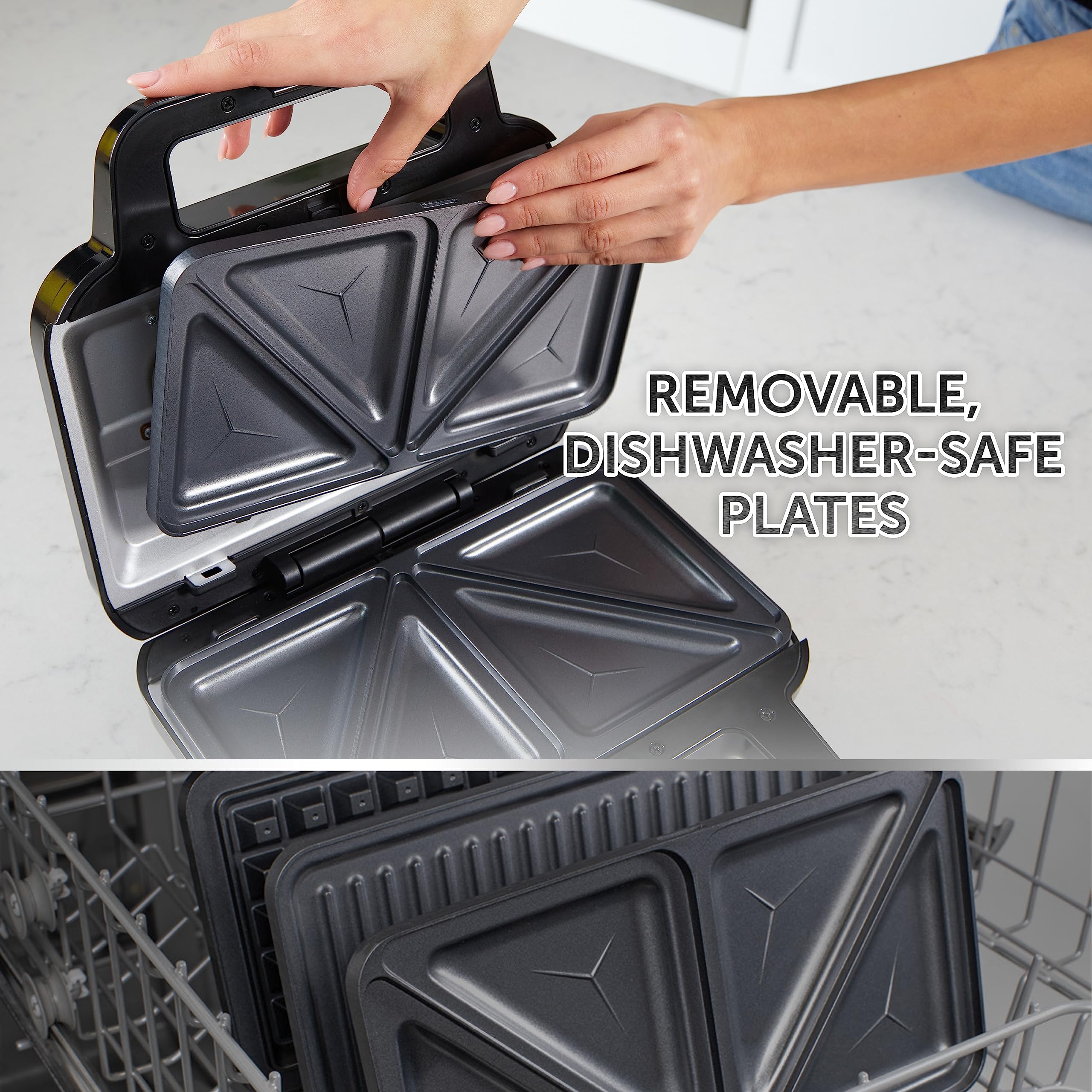 Breville 3-in-1 Ultimate Snack Maker | Deep Fill Toastie Maker, Waffle Maker & Panini Press | Removable Non-Stick Plates | Black & Stainless Steel [VST098] | UK Plug