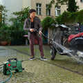 Bosch high pressure washer EasyAquatak 110 (compact design, 110-bar pump, 450-ml High-Pressure Detergent Nozzle, push-fit connections, in-use gun storage, accessory storage)
